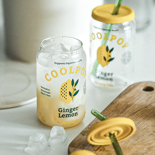 Clear Glass Cup with Lid and Straw