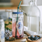 Summer Drinking Glass Cup, Heat-Resistant Glass with Lid