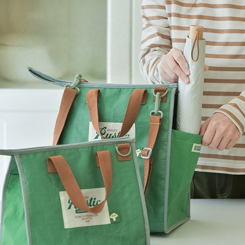 Handheld Insulated Waterproof Lunch Bag - Green