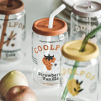 Clear Glass Cup with Lid and Straw