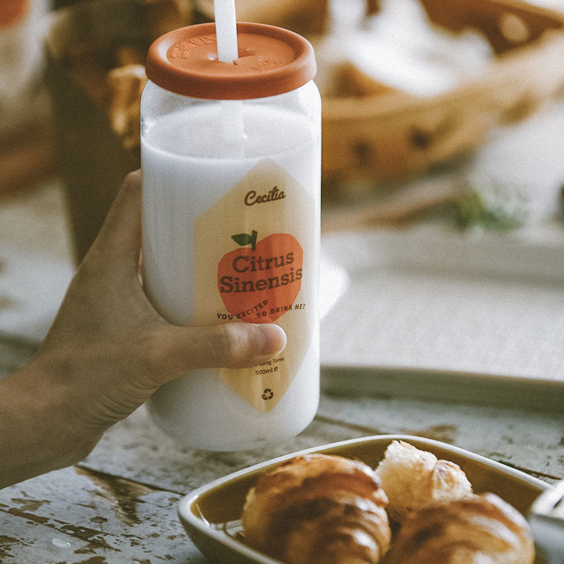 Summer Drinking Glass Cup, Heat-Resistant Glass with Lid