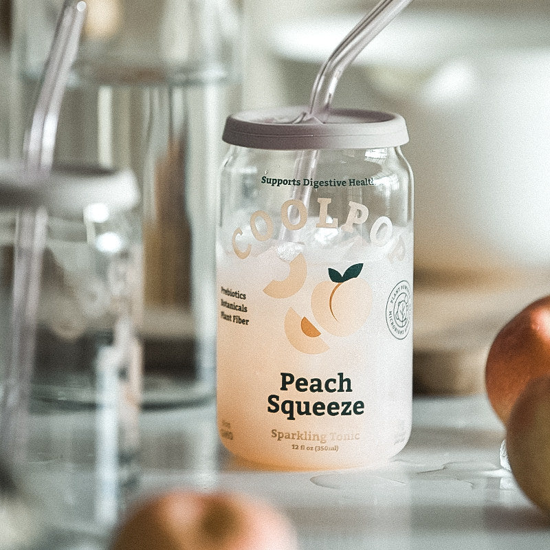 Clear Glass Cup with Lid and Straw