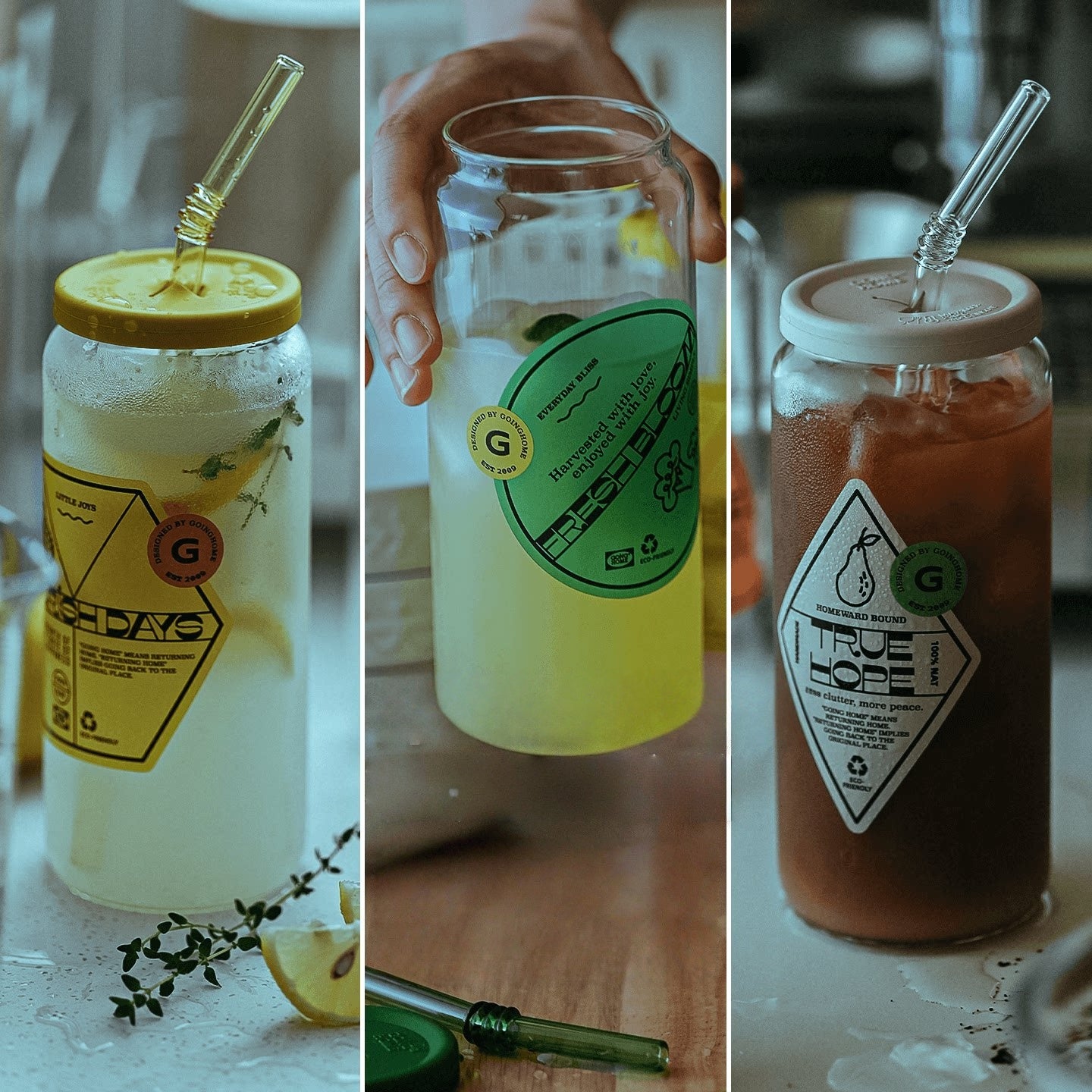 Summer Drinking Glass Cup, Heat-Resistant Glass with Lid