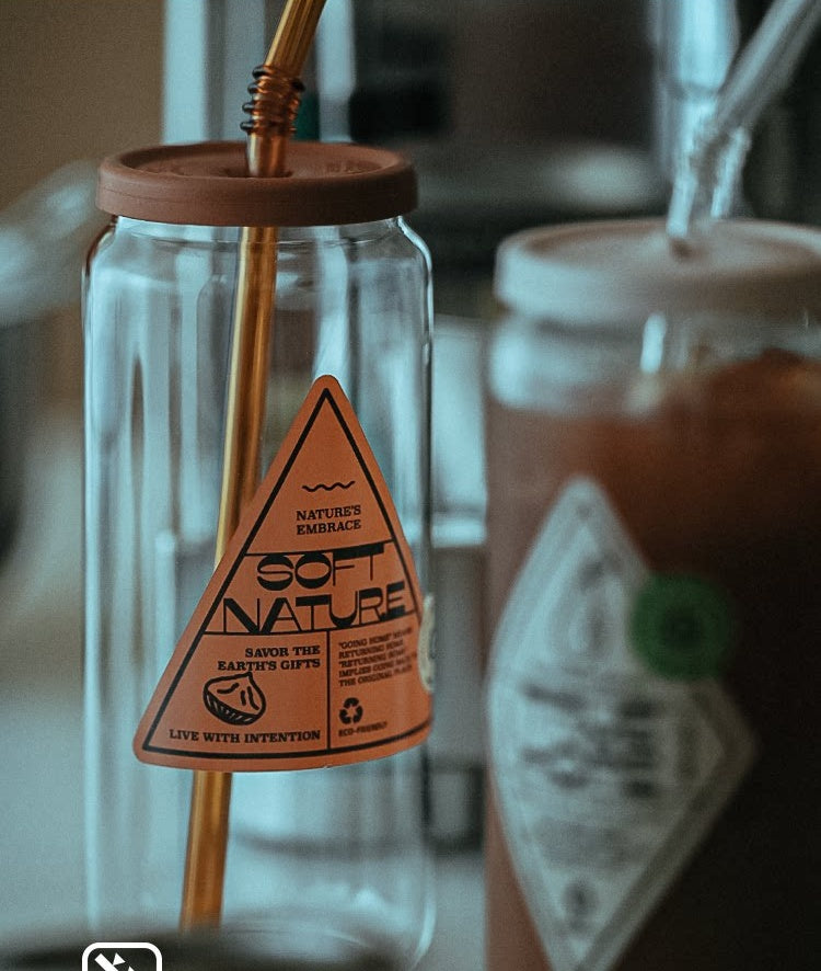 Summer Drinking Glass Cup, Heat-Resistant Glass with Lid