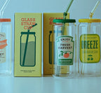 Summer Drinking Glass Cup, Heat-Resistant Glass with Lid