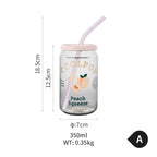 Clear Glass Cup with Lid and Straw