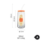 Summer Drinking Glass Cup, Heat-Resistant Glass with Lid
