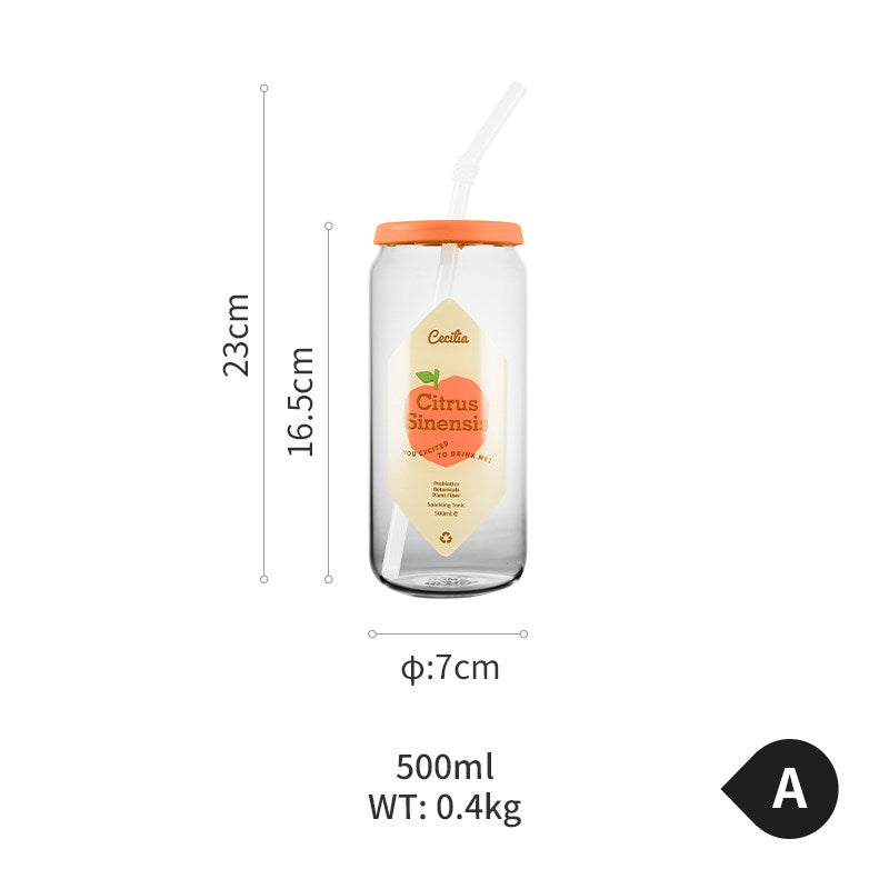 Summer Drinking Glass Cup, Heat-Resistant Glass with Lid