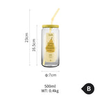 Summer Drinking Glass Cup, Heat-Resistant Glass with Lid