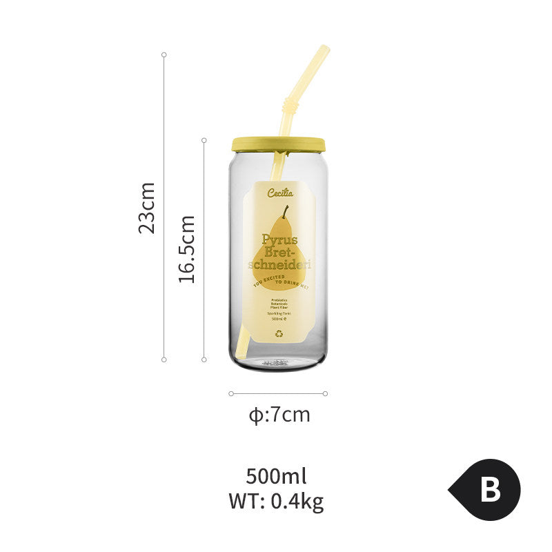 Summer Drinking Glass Cup, Heat-Resistant Glass with Lid