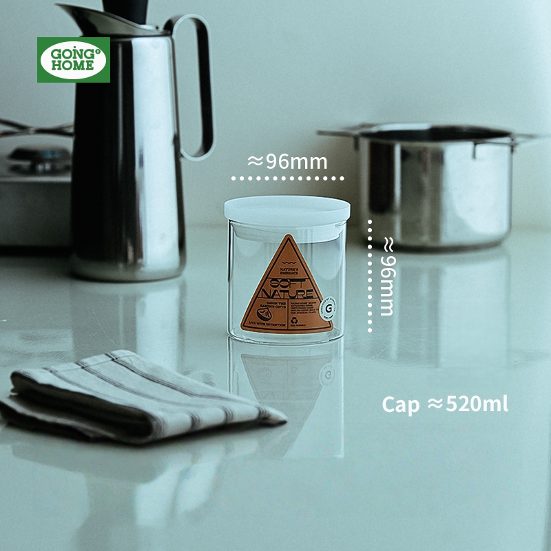 Borosilicate Glass Airtight Storage Jar for Kitchen Grains, Food Grade & Moisture Proof