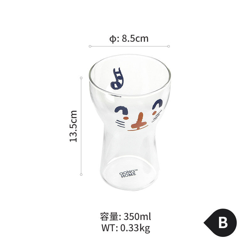 Cute Cartoon Elephant & Tiger Heat-Resistant Glass Cup