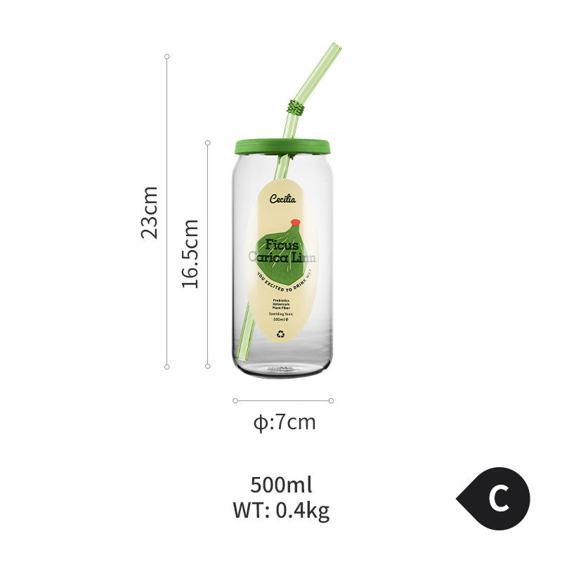 Summer Drinking Glass Cup, Heat-Resistant Glass with Lid