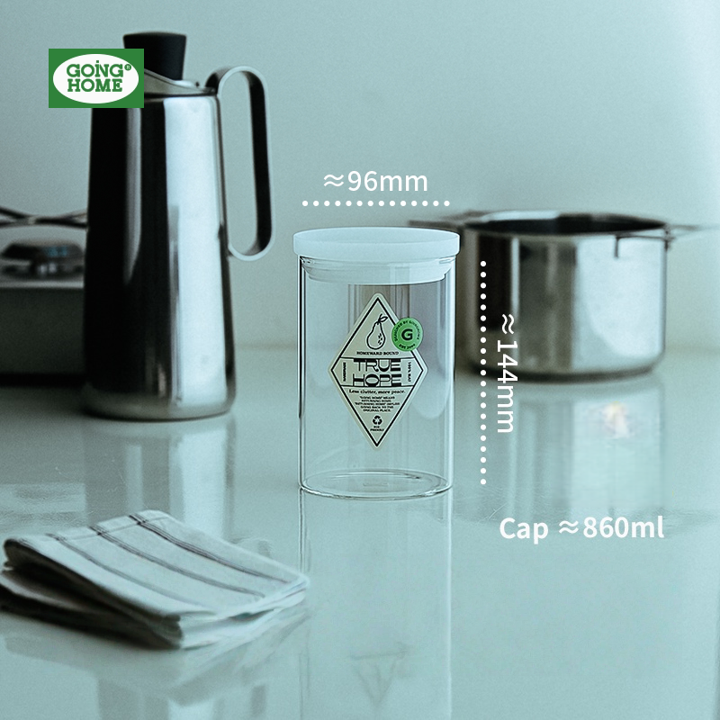 Borosilicate Glass Airtight Storage Jar for Kitchen Grains, Food Grade & Moisture Proof