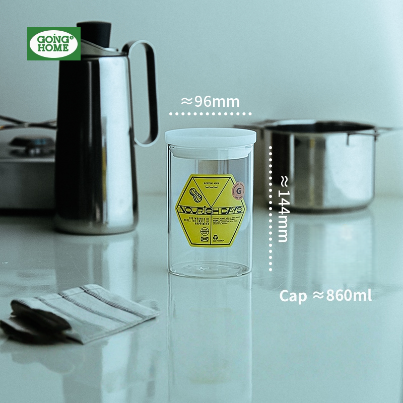 Borosilicate Glass Airtight Storage Jar for Kitchen Grains, Food Grade & Moisture Proof