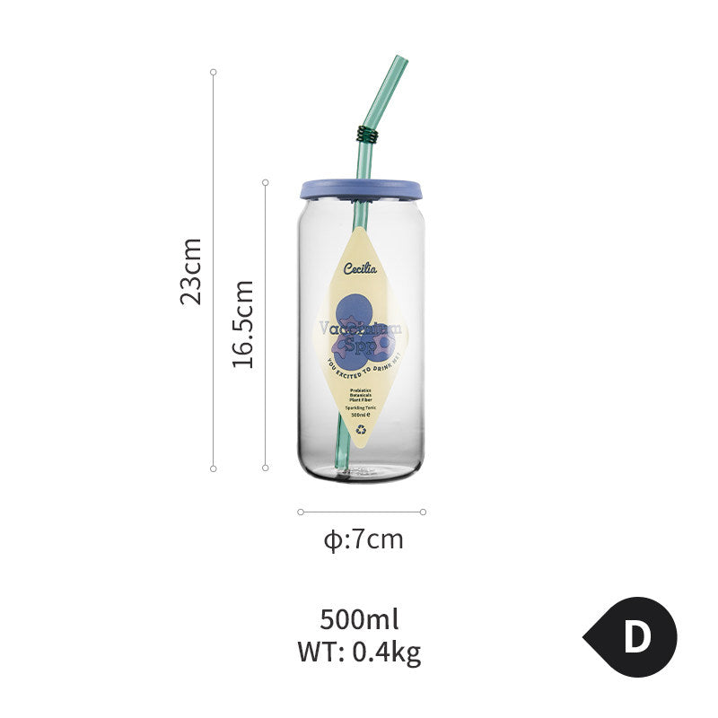 Summer Drinking Glass Cup, Heat-Resistant Glass with Lid