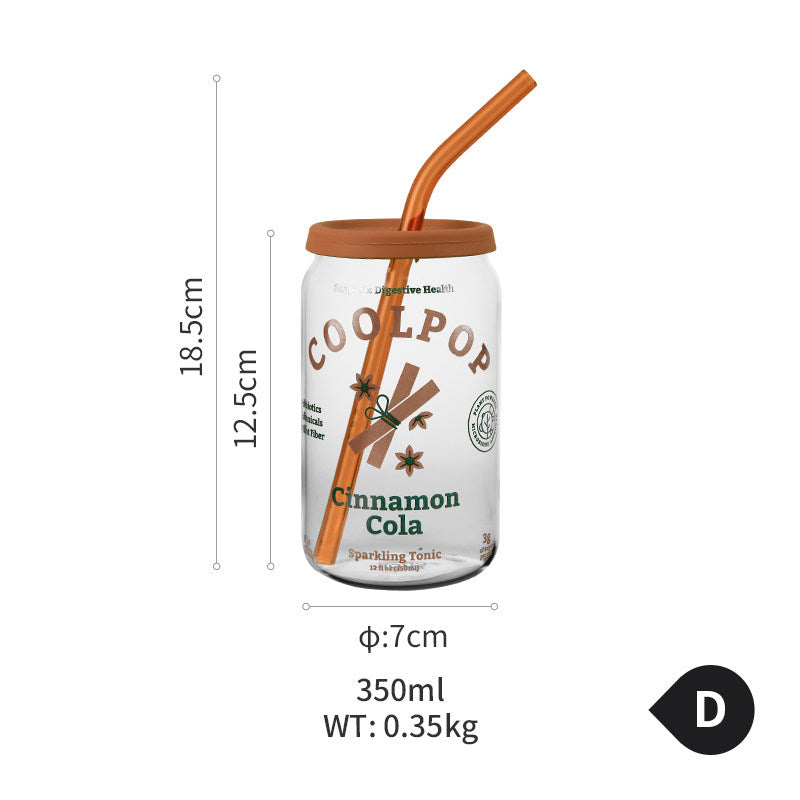 Clear Glass Cup with Lid and Straw