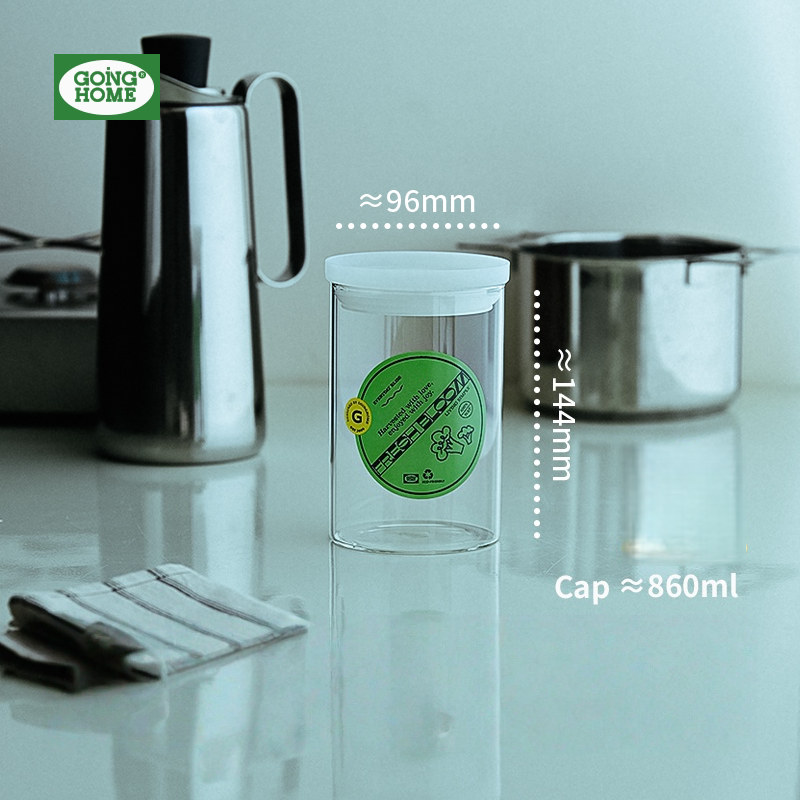 Borosilicate Glass Airtight Storage Jar for Kitchen Grains, Food Grade & Moisture Proof