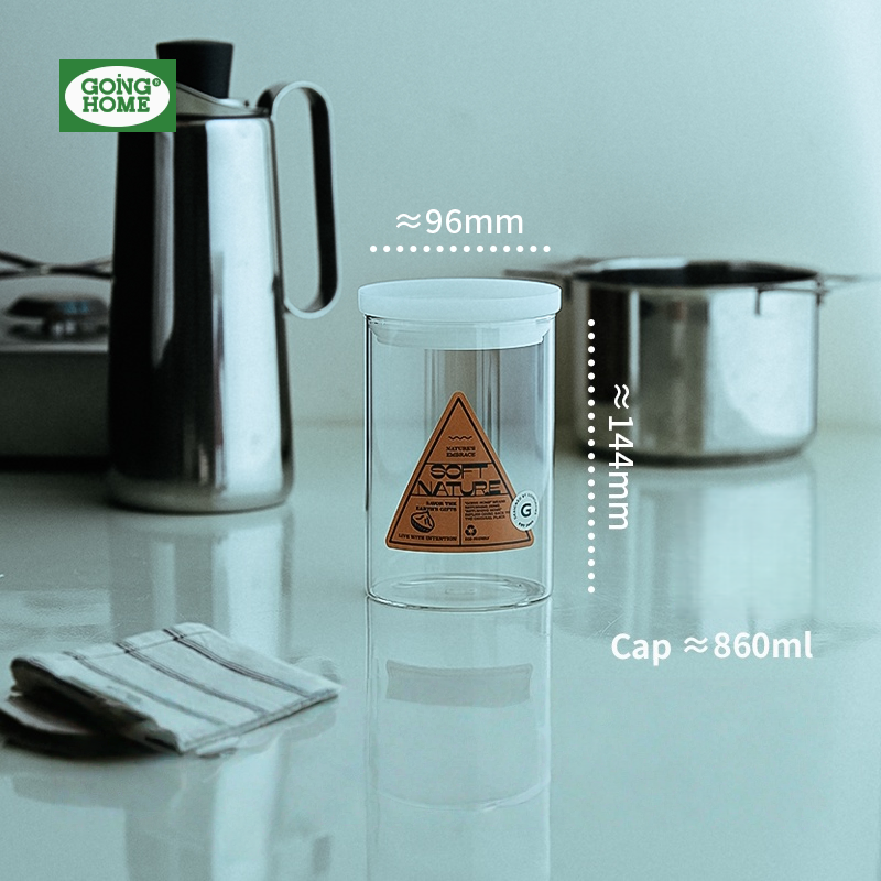Borosilicate Glass Airtight Storage Jar for Kitchen Grains, Food Grade & Moisture Proof