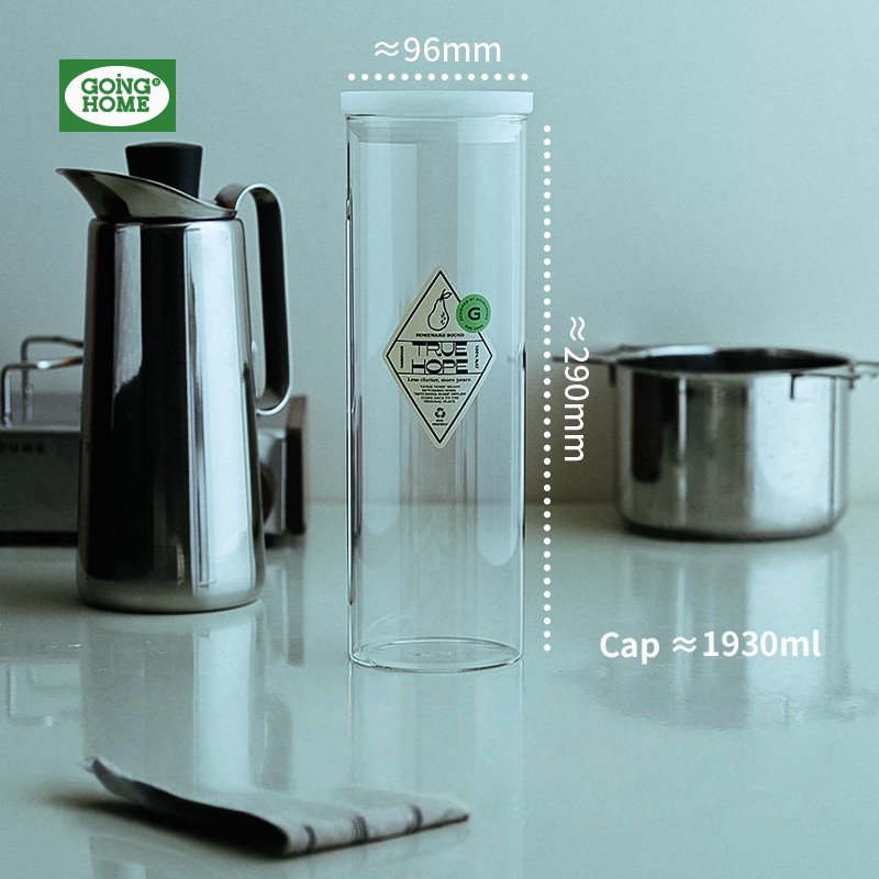 Borosilicate Glass Airtight Storage Jar for Kitchen Grains, Food Grade & Moisture Proof