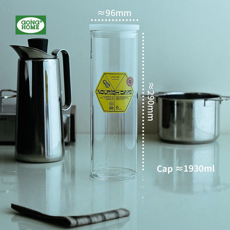 Borosilicate Glass Airtight Storage Jar for Kitchen Grains, Food Grade & Moisture Proof