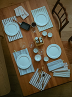 100% Cotton Stripe Tea Table Dust Cover & Napkin