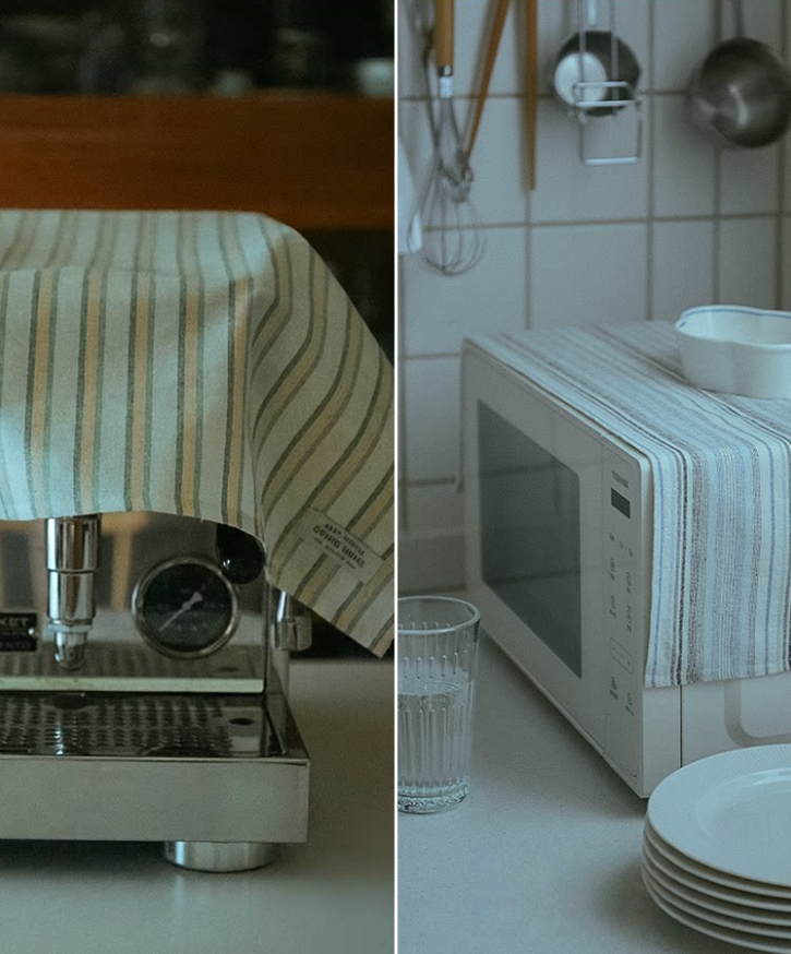 100% Cotton Stripe Tea Table Dust Cover & Napkin