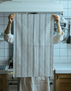 100% Cotton Stripe Tea Table Dust Cover & Napkin